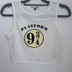 Warner Bros. White Crop Tank with Platform 9 3/4 Graphic
